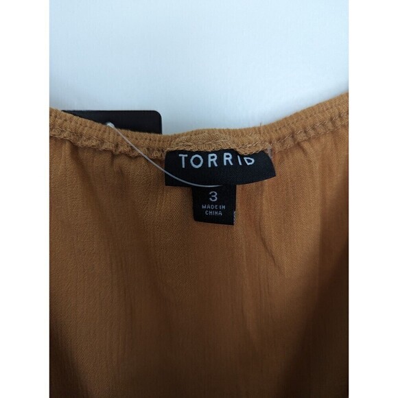 TORRID Gauzy Tank Top Womens Plus‎ Size 3X Tan Flowy Sleeveless Lace Boho NWT - Picture 9 of 11